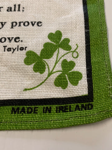 Vintage 'Bless This House' wall hanging Irish linen
