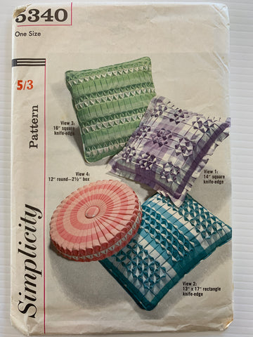 SMOCKED PILLOWS: Simplicity 1960s smocked pillows sewing pattern uncut FF *5340