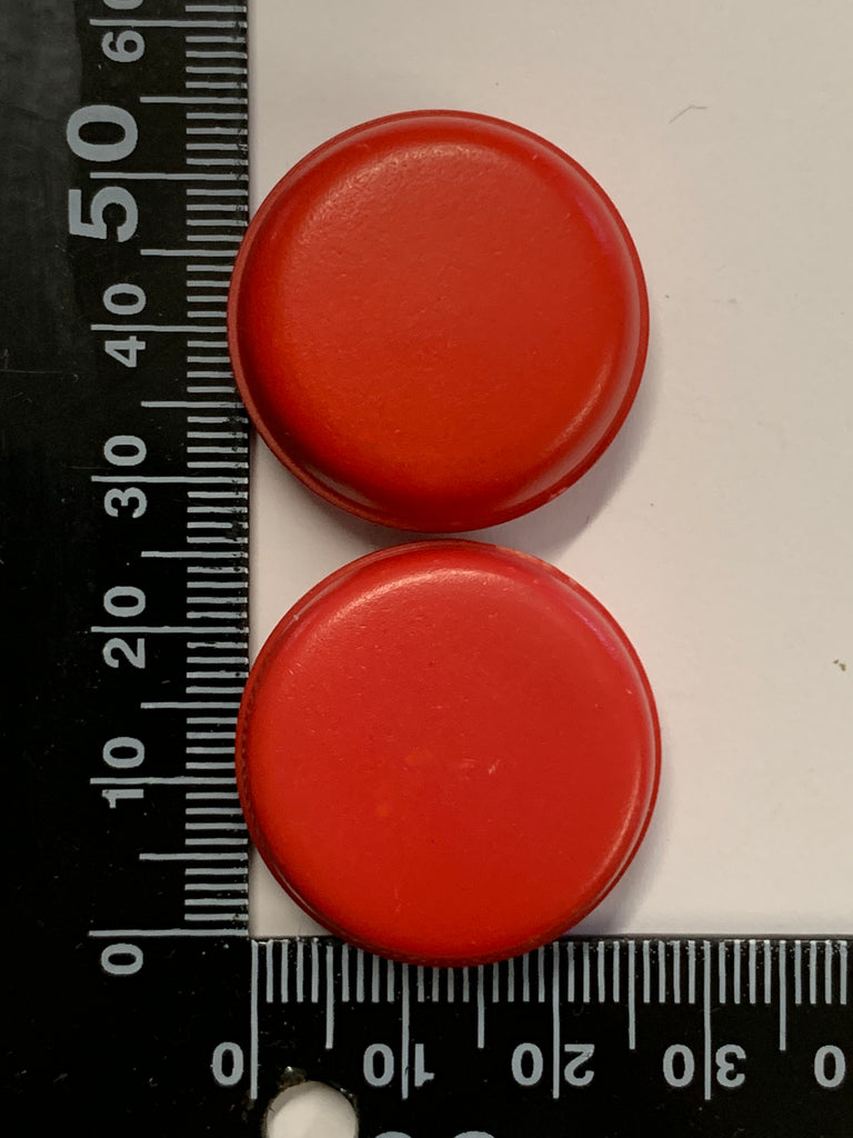 ONE SET ONLY: deep red pink plastic buttons shank 26mm x 2