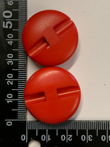 ONE SET ONLY: deep red pink plastic buttons shank 26mm x 2