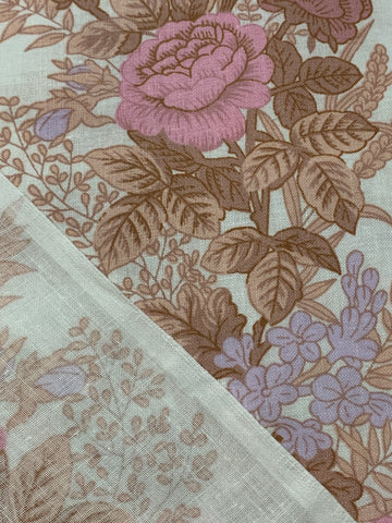 1m LEFT: Vintage Cotton Sheeting 1980s Unused Pastel Floral