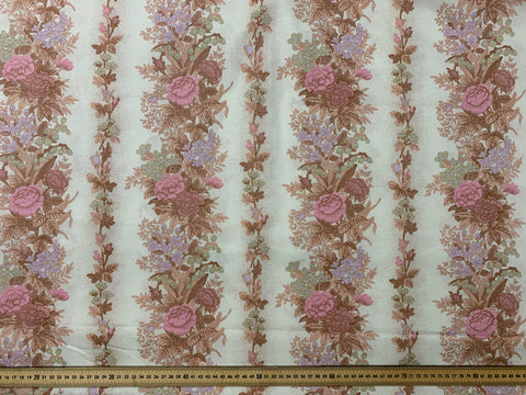 1.5m LEFT: Vintage Cotton Sheeting 1980s Unused Pastel Floral