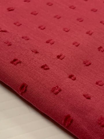 LAST 1/2m: Vintage 70s 80s Raspberry Dotted Swiss Soft Light Weight Cotton
