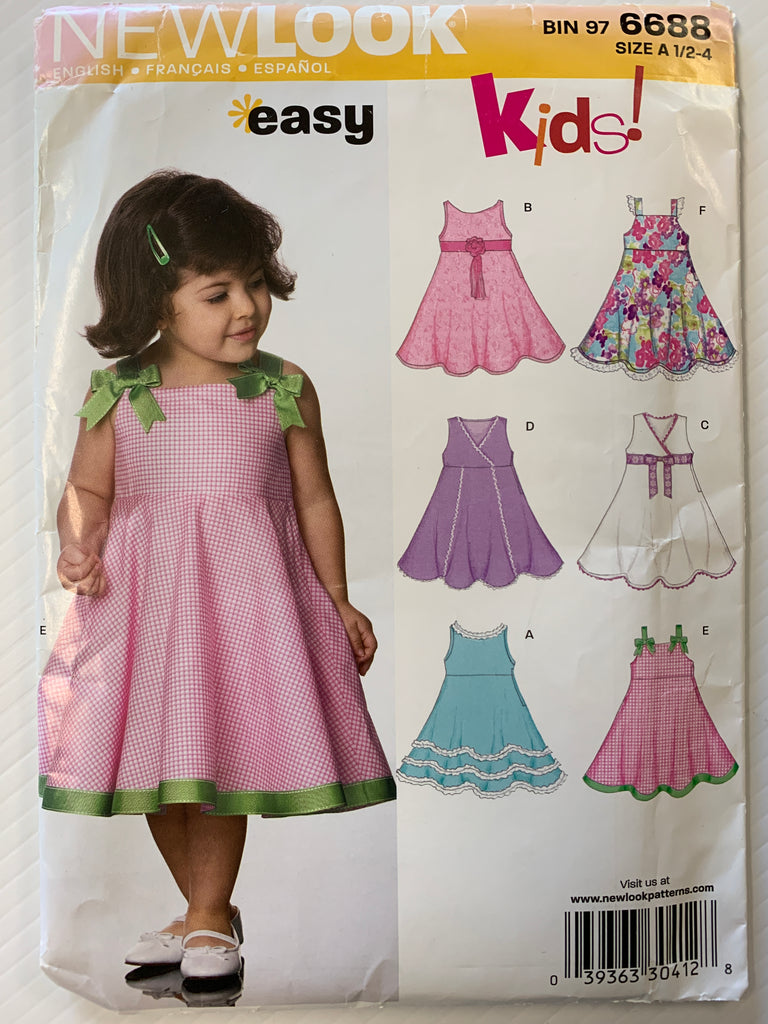TODDLER FIVE SIZES IN ONE DRESS: New Look 2007 size 6m-4 unused FF *6688