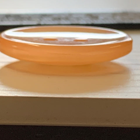 ONE PAIR ONLY: Shiny lustrous vintage orange peach plastic buttons 2-hole 28mm