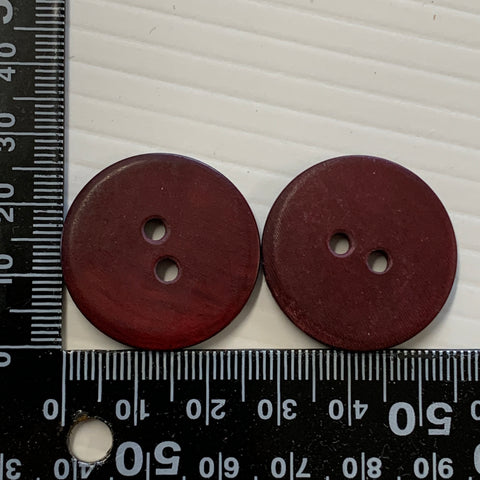ONE SET ONLY: Shiny deep red maroon textured plastic buttons 2-hole 28mm