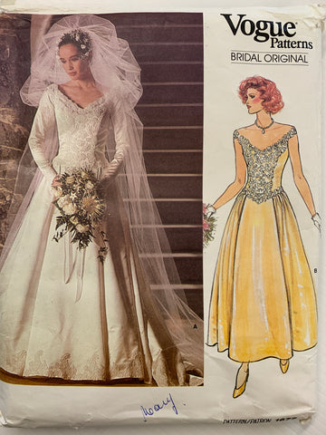 BRIDAL DRESS: Vogue 1985 size 12 bust 34" mostly uncut *1677