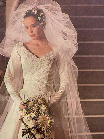 BRIDAL DRESS: Vogue 1985 size 12 bust 34" mostly uncut *1677