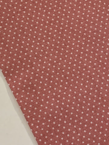 LAST 1/2m: Vintage Fabric 1980s Dusky Pink White Dots Cotton Kessler Concord USA