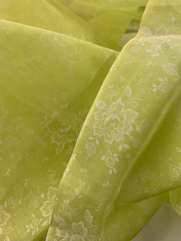 LAST 1/2m: Vintage 1960s Permanent Finish Stiff Cotton Organdy Lime Green