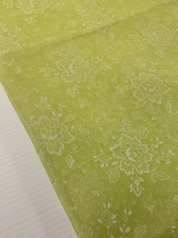 LAST 1/2m: Vintage 1960s Permanent Finish Stiff Cotton Organdy Lime Green