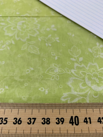 1m LEFT: Vintage 1960s Permanent Finish Stiff Cotton Organdy Lime Green