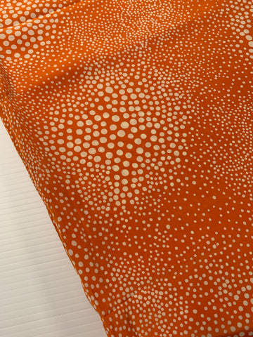 3m LEFT: Oh my! Vintage Fabric 1960s Op Art Orange Dots Slinky Rayon