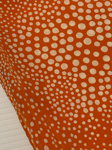 3m LEFT: Oh my! Vintage Fabric 1960s Op Art Orange Dots Slinky Rayon