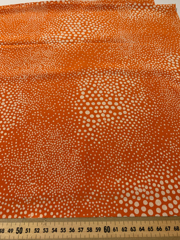 3m LEFT: Oh my! Vintage Fabric 1960s Op Art Orange Dots Slinky Rayon