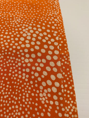 3m LEFT: Oh my! Vintage Fabric 1960s Op Art Orange Dots Slinky Rayon