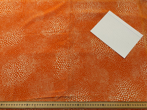 3m LEFT: Oh my! Vintage Fabric 1960s Op Art Orange Dots Slinky Rayon