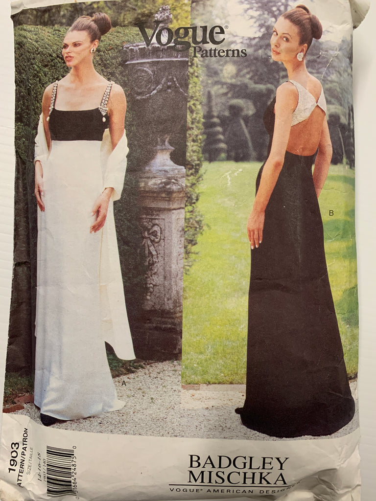EVENING DRESS STOLE: Vogue Badgley Mischka 1997 size 14-16 *1903