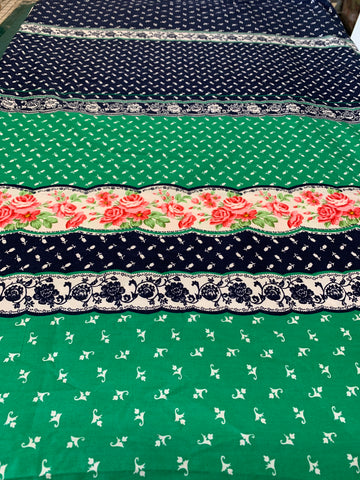 5.5m LEFT: Vintage Fabric Cotton Border Print Federated Fashion 80s? 90s?