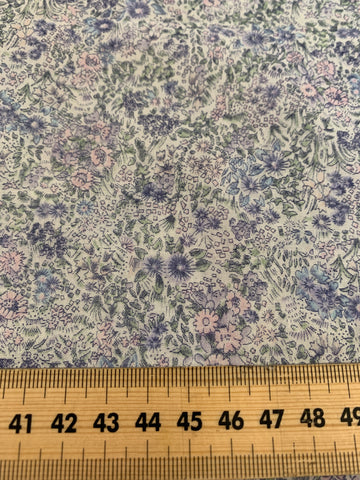 LAST 1/2m: Vintage Fabric 1980s Sheer Cotton Voile w/ Tiny Floral