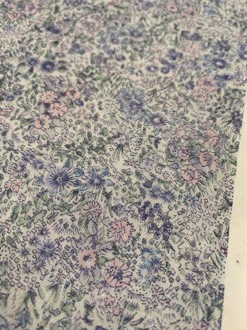 LAST 1/2m: Vintage Fabric 1980s Sheer Cotton Voile w/ Tiny Floral