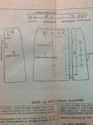PLEATED LONG LINE SKIRT: The Sun mail order early 60s size 14 waist 30" *2394