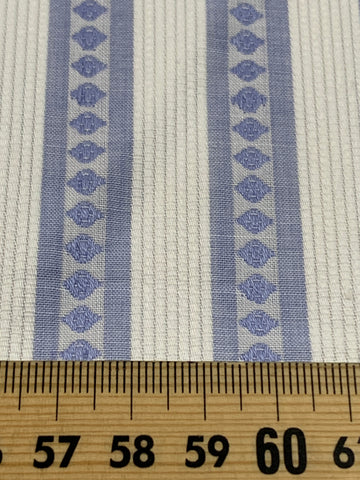 LAST 1/2m: Vintage Fabric 1960s Woven Stripe Fancy Weave Textured Cotton
