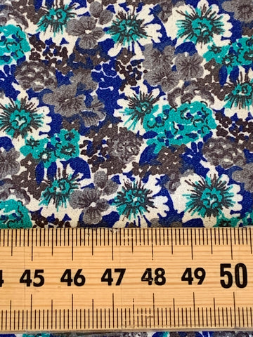 LAST 1/2m: Vintage Fabric 1970s 80s Bright Floral Brushed Cotton Twill