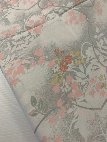 LAST 1/2m: Vintage Fabric 1980s Cotton Sheeting w/ Pastel & Grey Landscape