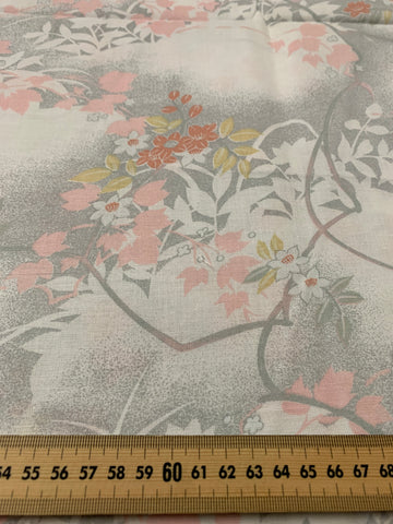 LAST 1/2m: Vintage Fabric 1980s Cotton Sheeting w/ Pastel & Grey Landscape