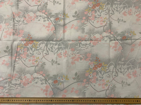 1.5m LEFT: Vintage 1980s Unused Cotton Sheeting w/ Pastel Landscape