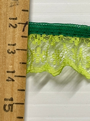 6m LEFT: Vintage? Bright lime green nylon lace trim