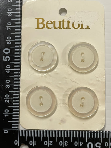 TWO SETS LEFT: Vintage Beutron 90s white matte shiny buttons 2-hole 20mm