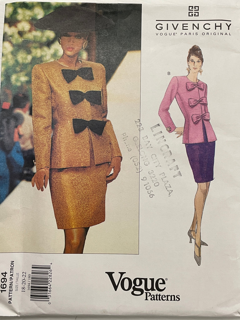 TOP & SKIRT: Givenchy for Vogue Paris Original 1995 sizes 18-22 UNCUT *1694