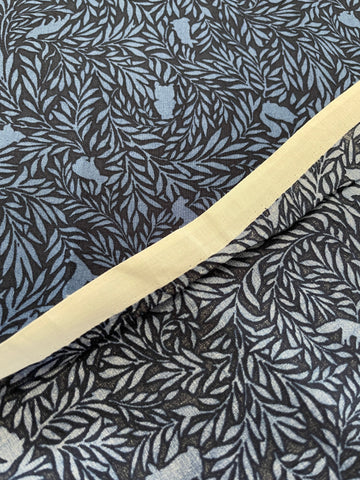 1m LEFT: Modern Fabric Cotton Japanese Lawn Blue on Blue 'Forest Friends'