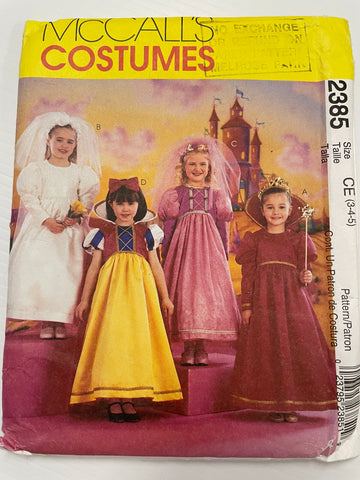STORYBOOK COSTUMES: McCall's Snow White, Princess, Queen sizes 3-4-5 *2385