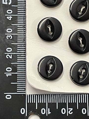 ONE SET ONLY: Modern Beutron buttons black eye 2-hole 13mm x 10