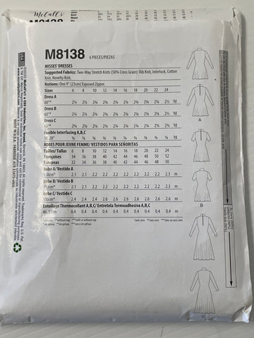 BEGINNERS DRESS: McCall's / Love Sewing 2020 sizes 6-24 *M8138