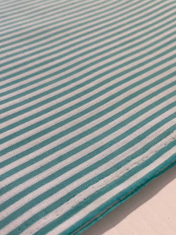 LAST 1/2m: Modern Fabric Sea Green & White Stripe Cotton Blend