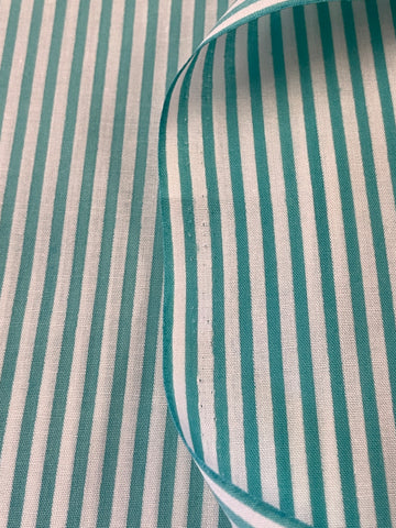 LAST 1/2m: Modern Fabric Sea Green & White Stripe Cotton Blend