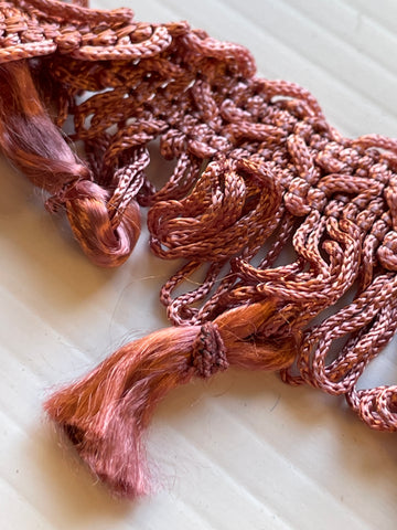4.5m LEFT: Modern pale plum dusky pink rayon? tassle trim