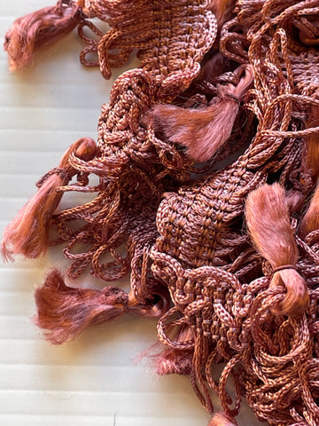 4.5m LEFT: Modern pale plum dusky pink rayon? tassle trim
