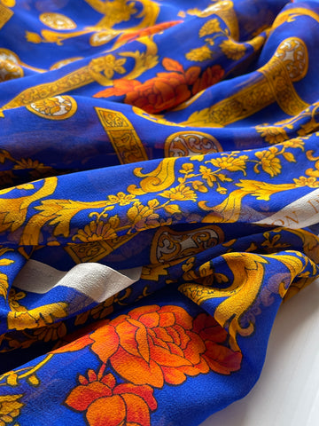 1.5m LEFT: Vintage Fabric 1980s Light Sheer Silk Blend Versace Style Italian