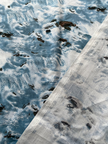 1.5m LEFT: Elizabeth's Studio Landscape Medley Water Over Rocks Quilt Cotton