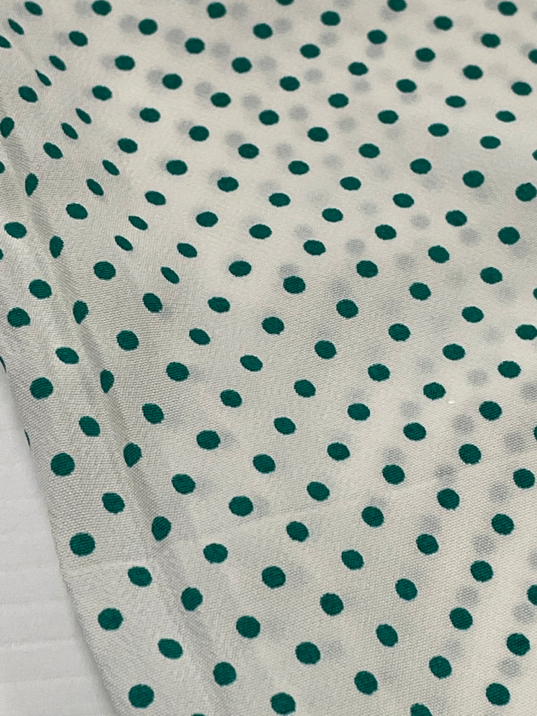 1m LEFT: Vintage Fabric 1970s Light Weight Cotton Blend w/ Emerald Green Spot