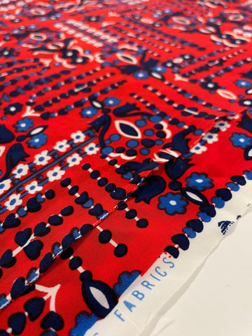 2.5m LEFT: Vintage Fabric 70s 80s Light Weight Cold Synthetic w/ Bold Colourway