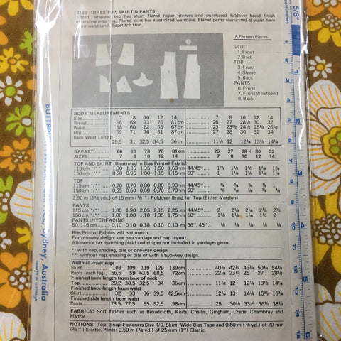 DRESS: Butterick sz 8 girls buttoned dress full skirt 1960s *3057