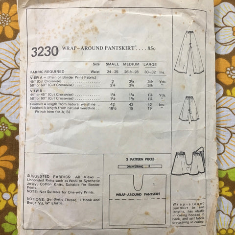 PANT-SKIRT: Fabulous wrap-around pant-skirt 1971 size small *3230