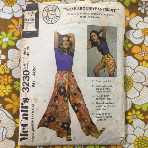 PANT-SKIRT: Fabulous wrap-around pant-skirt 1971 size small *3230