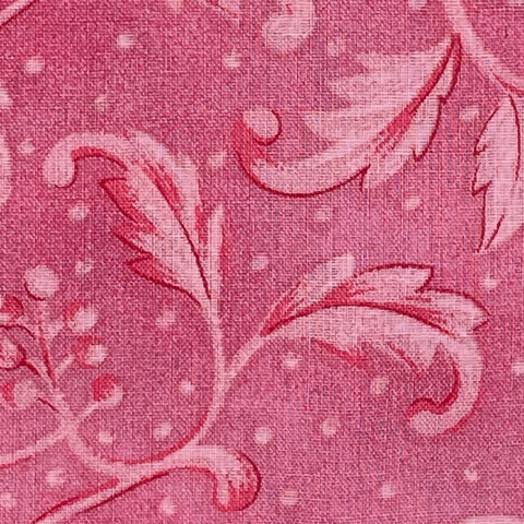 1m LEFT: Extra Wide 250cm Quilt Cotton Fabric Pink Leaves & Berries